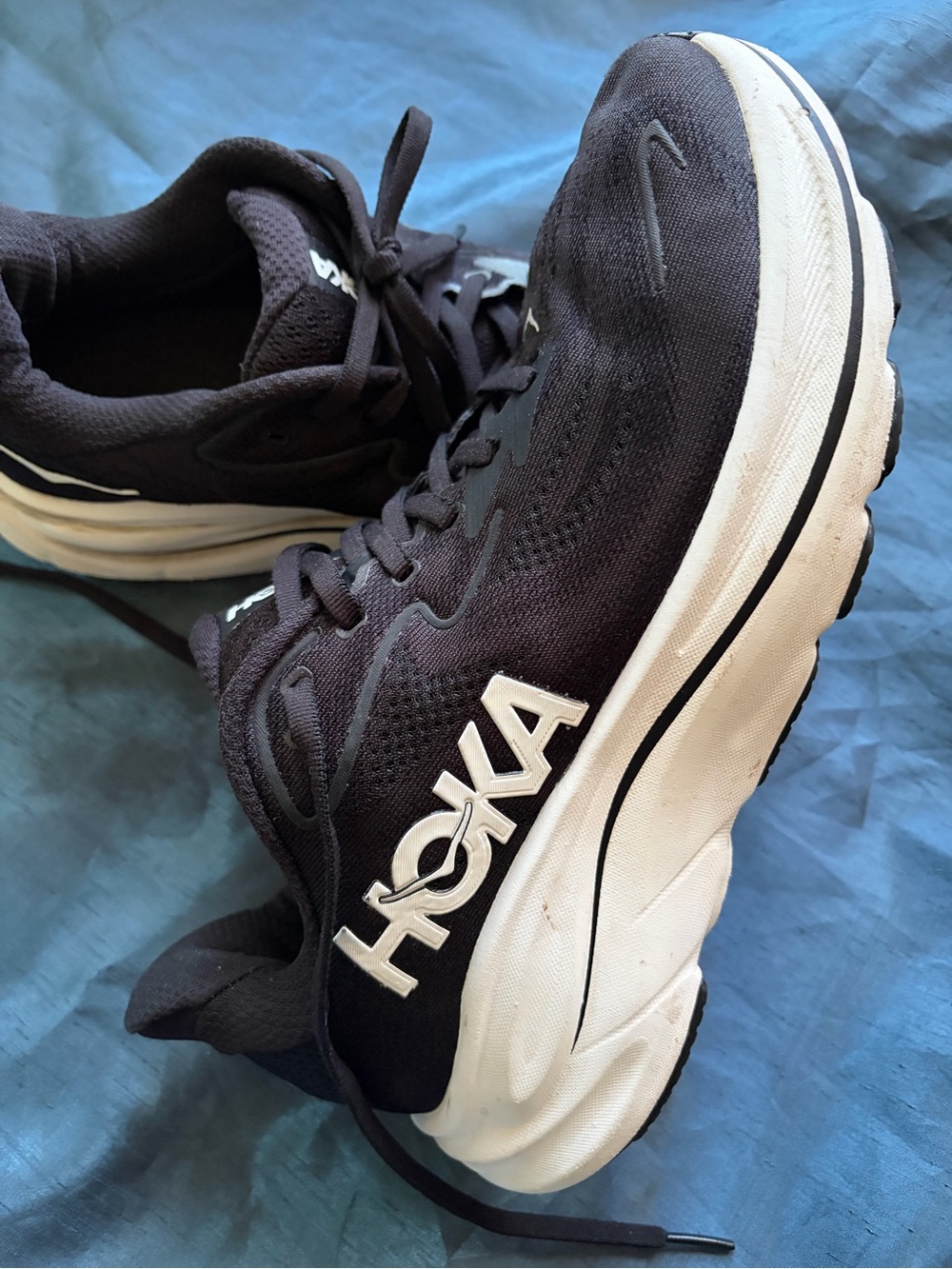 Hoka Men's Black and White Athletic Running Shoes